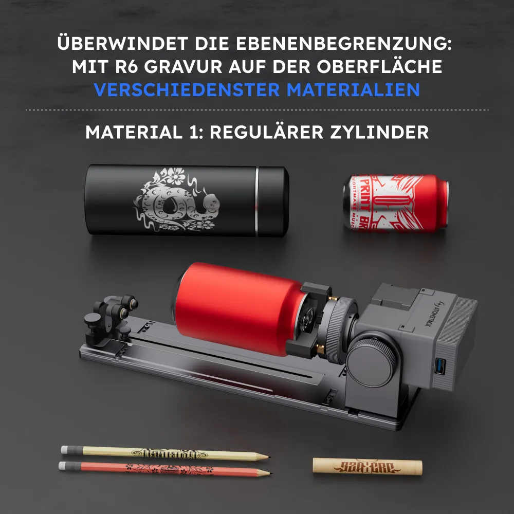 AtomStack R6 Rotary Roller – Rotationsmodul für zylindrische Gravuren